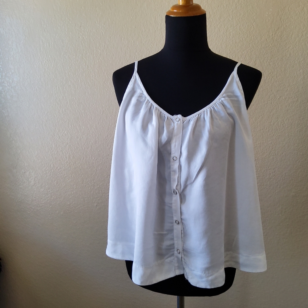 Red Haute Spaghetti Strap Cami Tank Sleeveless Button Down Top Size S White New - Picture 2 of 5